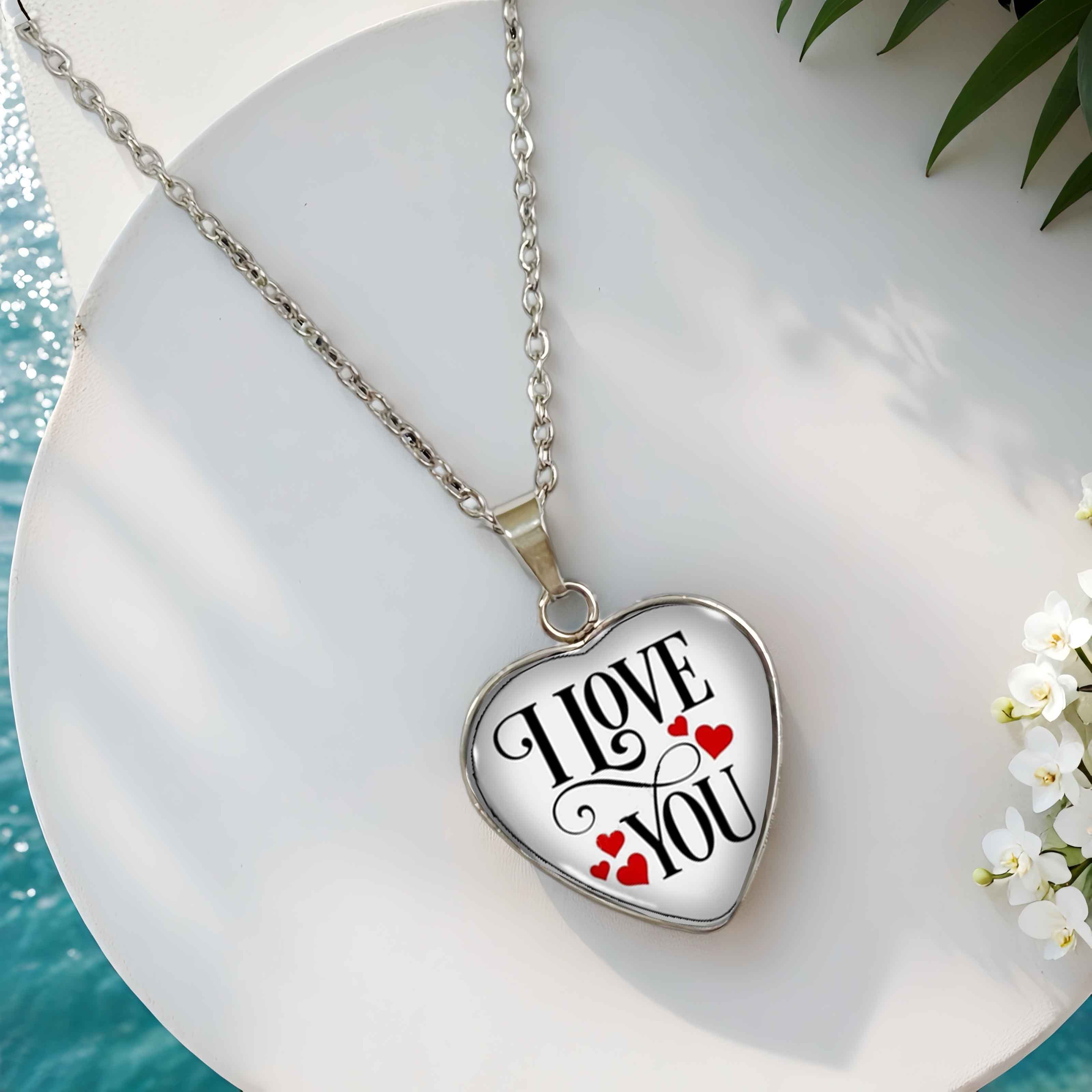 Romantic "I Love You" Heart Pendant Necklace